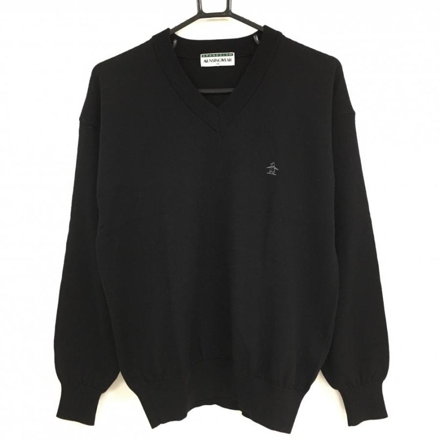 超美品】マンシングウェア Vネックセーター 黒 無地 ニット メンズ SA