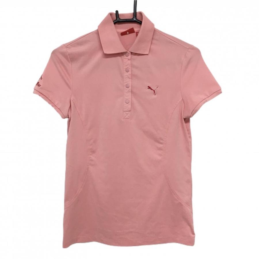 PUMA（プーマ） 半袖ポロシャツ ピンク ロゴ刺しゅう スナップボタン