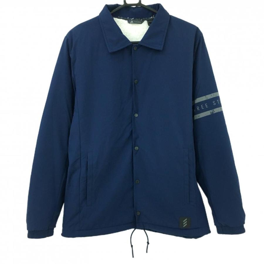 超美品】アディダス ジャケットブルゾン ネイビー 内側ボア スナップ