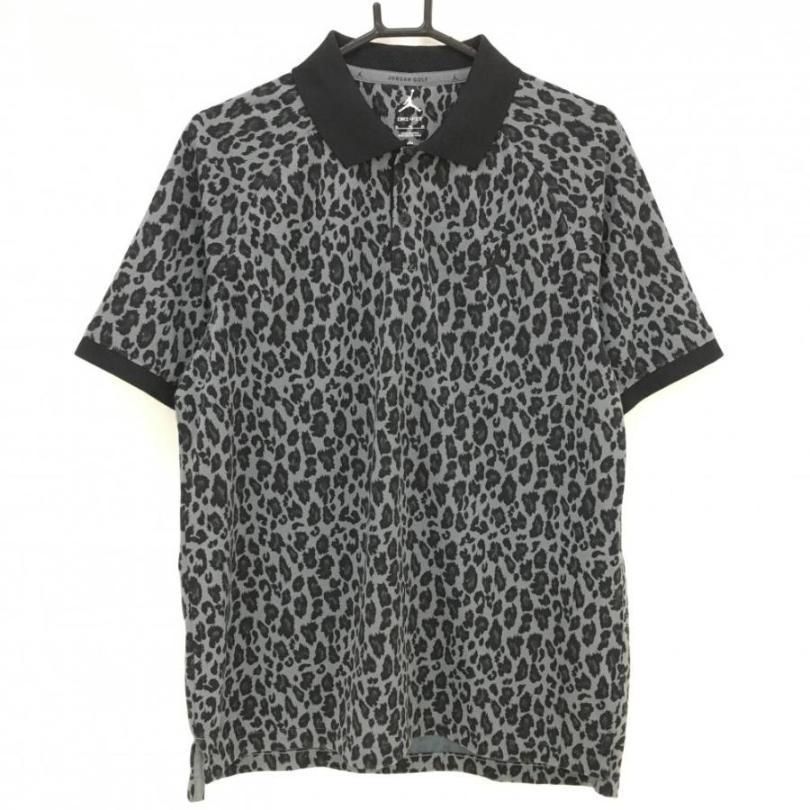 ジョーダンゴルフ ナイキ 半袖ポロシャツ グレー×黒 レオパード ヒョウ