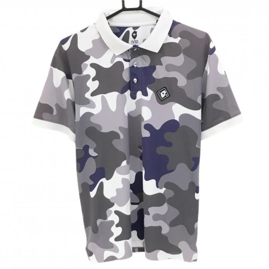 ヴィトゥエルヴ 半袖ポロシャツ グレー×ネイビー カモフラ 迷彩 メンズ