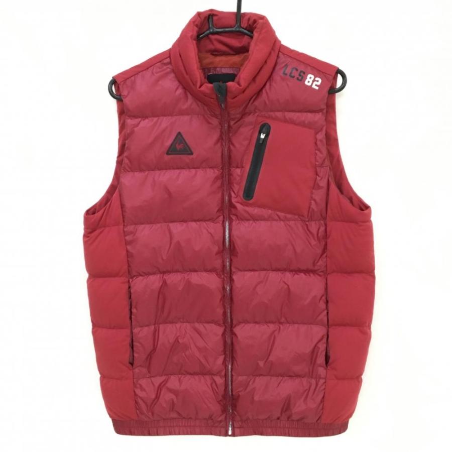 ルコック ダウンベスト ワインレッド 切替 ロゴワッペン メンズ L