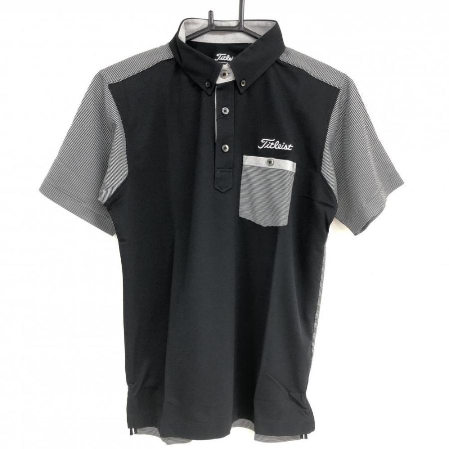 新品】タイトリスト 半袖ポロシャツ 黒×グレー 袖背面ボーダー COOL