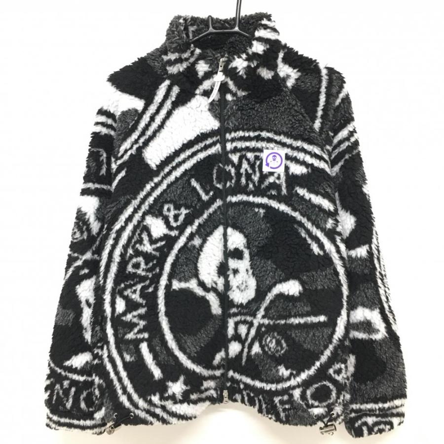 新品】マークアンドロナ ボアブルゾン 黒×白 裏地付 スカルワッペン