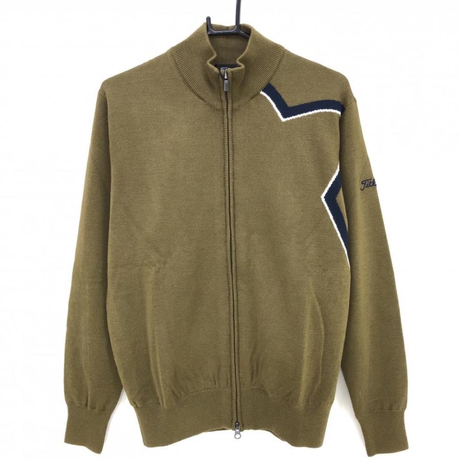 新品】タイトリスト ニットジャケット カーキ×ネイビー 裏地付 防風