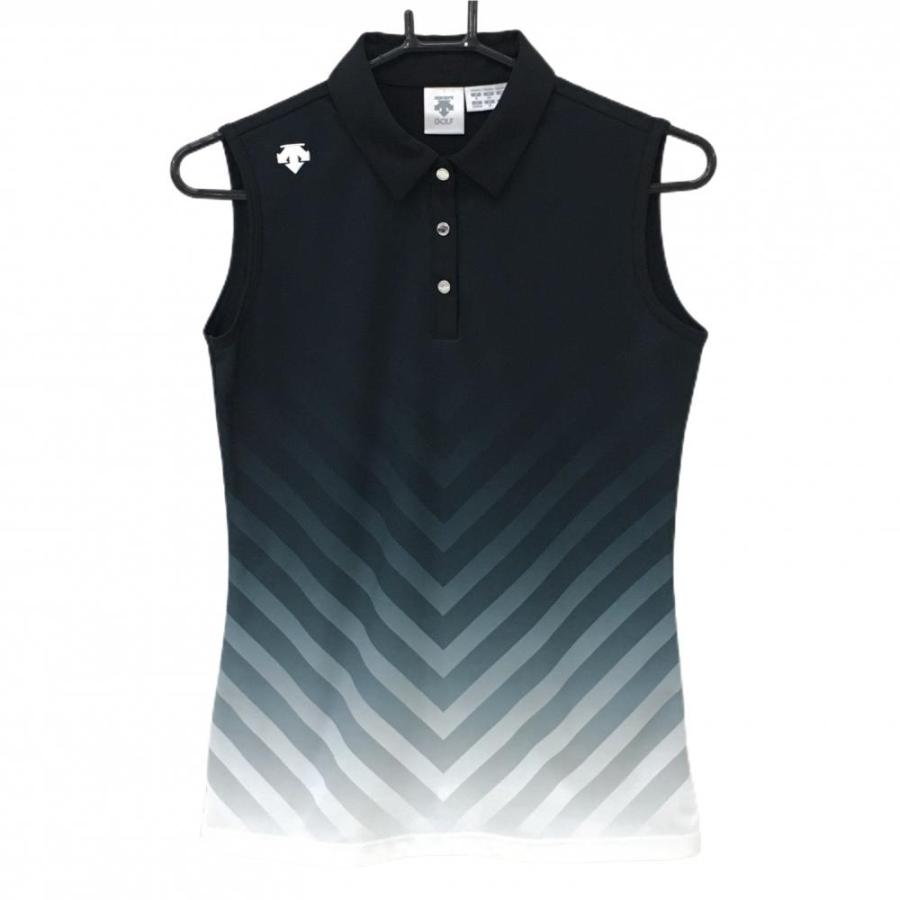 DESCENTE GOLF 【超美品】デサントゴルフ ノースリーブポロシャツ 黒