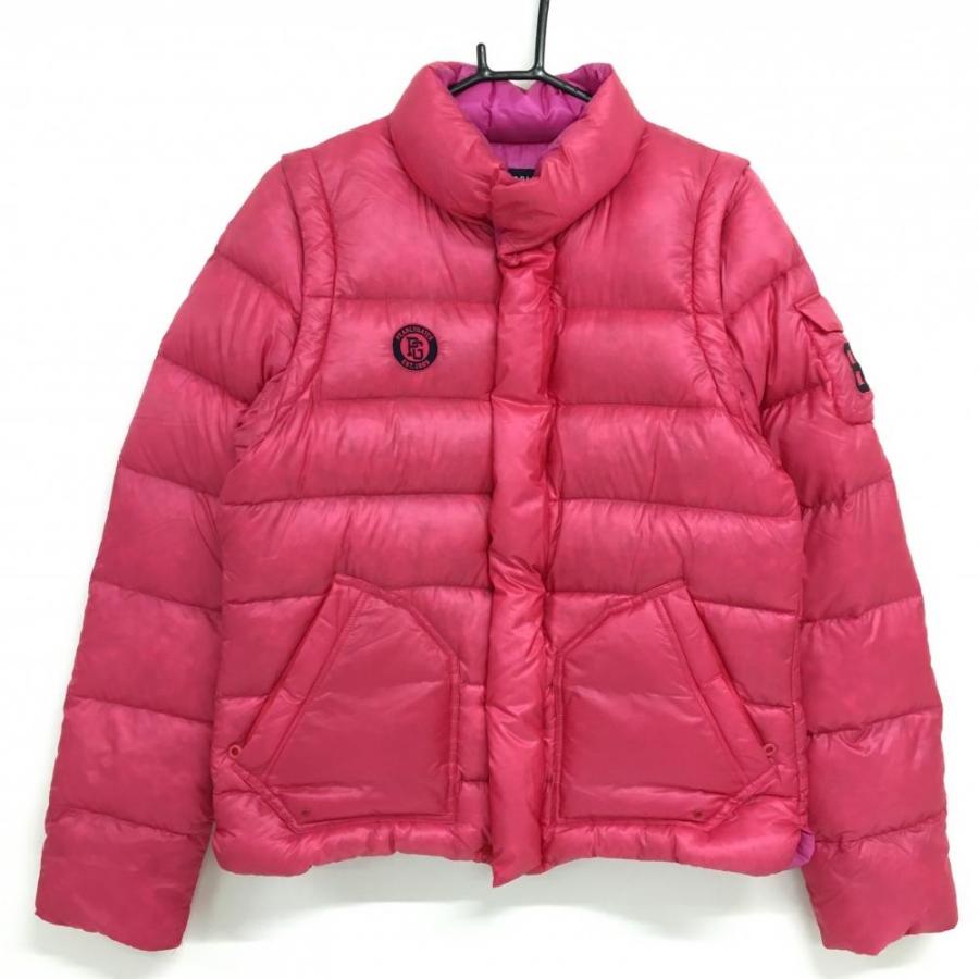 超美品】パーリーゲイツ 2WAYダウンジャケット ピンク 袖着脱可 メンズ