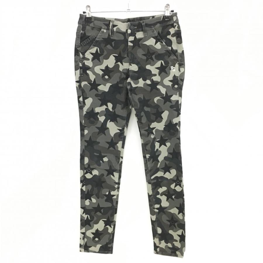 パーリーゲイツ パンツ カーキ×黒 カモフラ柄 迷彩 星型ニコちゃん