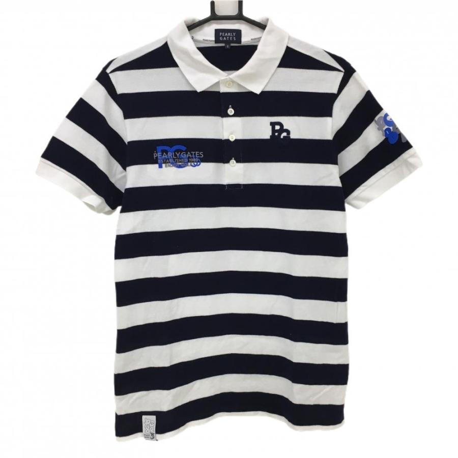 PEARLY GATES（パーリーゲイツ） 半袖ポロシャツ 白×ネイビー ボーダー