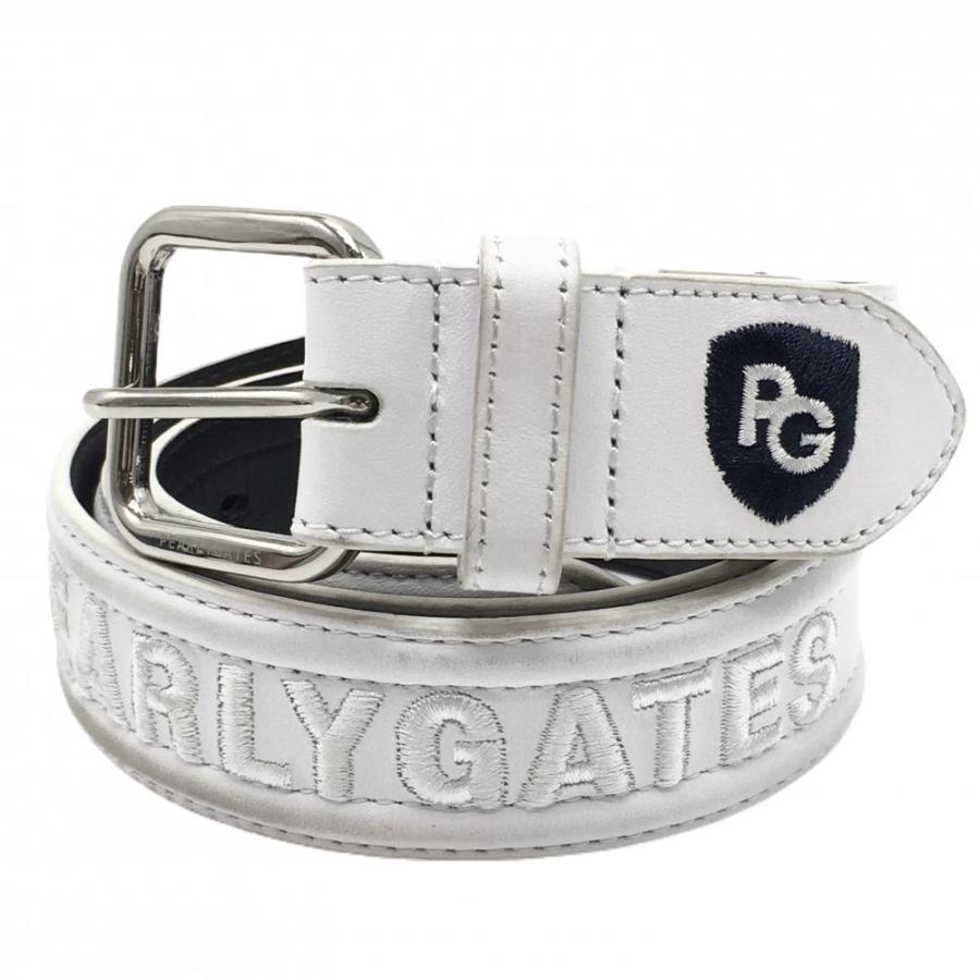 PEARLY GATES（パーリーゲイツ） ベルト 白 ロゴ刺しゅう メンズ