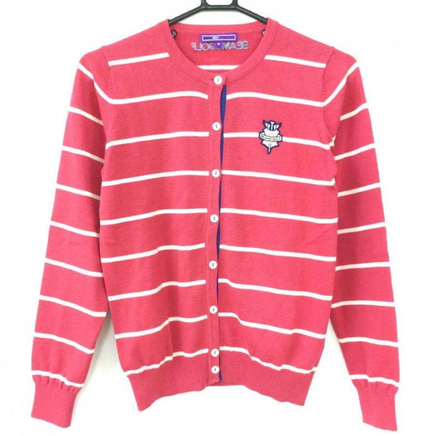 BEAMS（ビームス） ビームスゴルフ ニットカーディガン ピンク×白