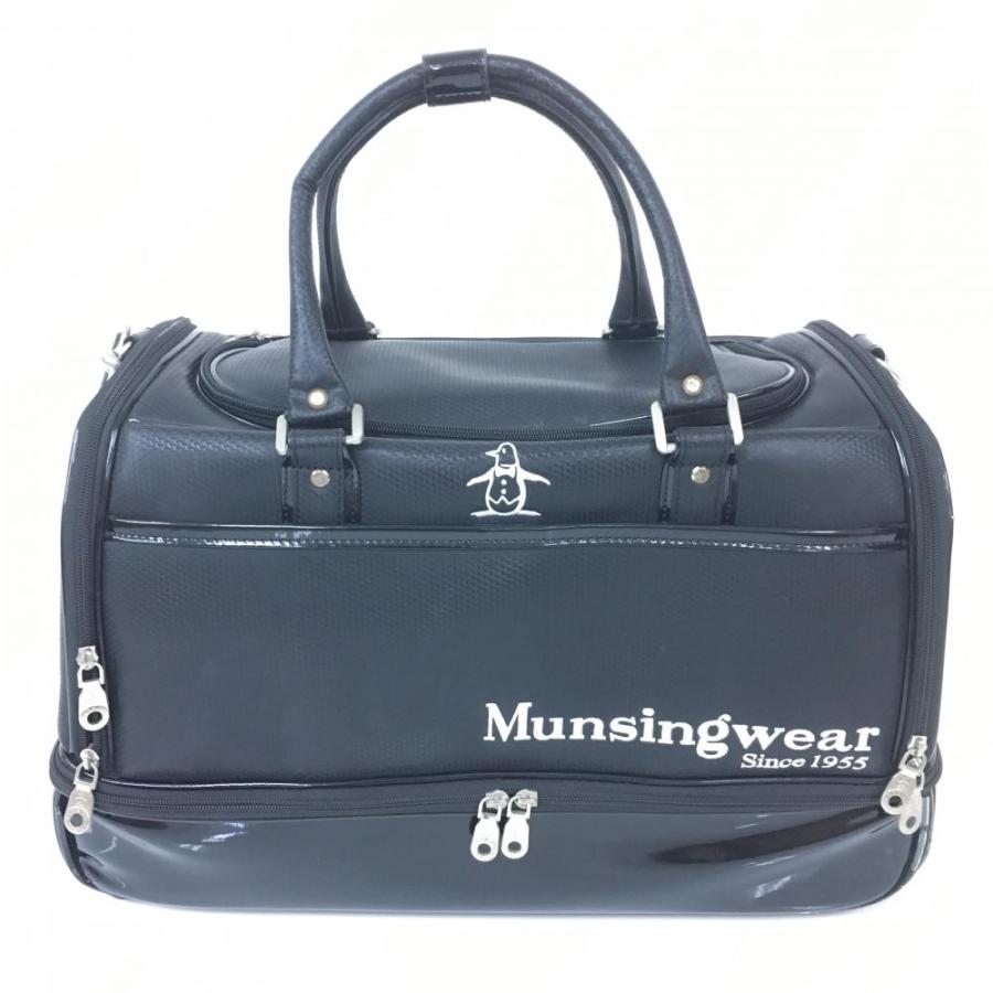 Munsingwear（マンシングウェア） 2層式ボストンバッグ 黒×白 キャリー
