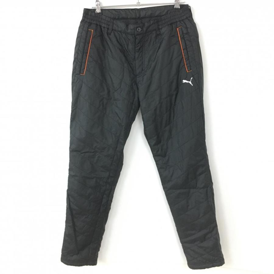 PUMA（プーマ） 中綿パンツ 黒×オレンジ キルティング メンズ L ゴルフ