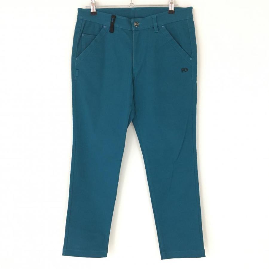 PEARLY GATES（パーリーゲイツ） パンツ ブルーグリーン×黒 サイドロゴ