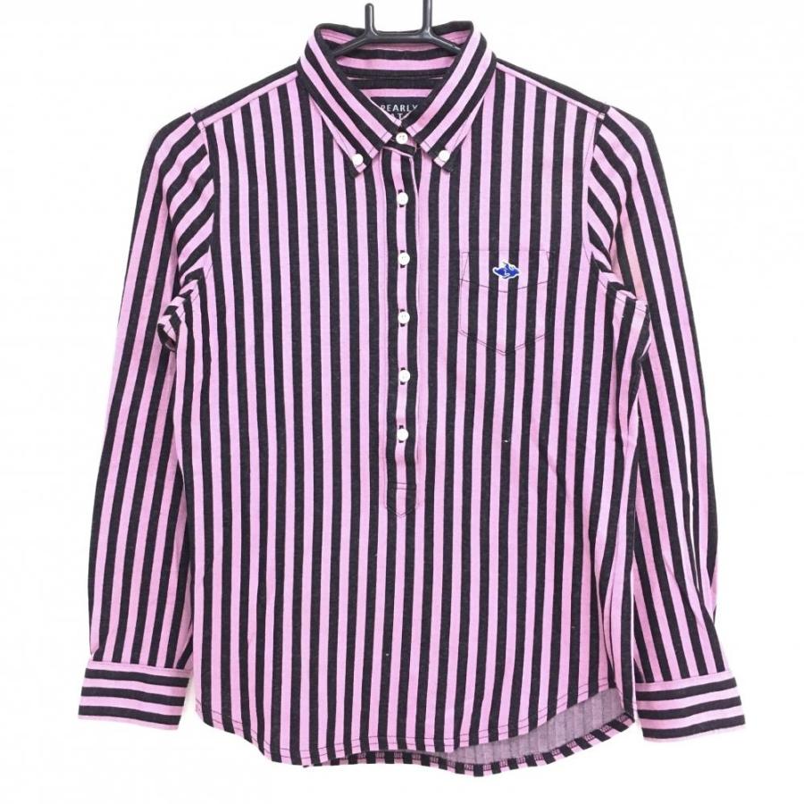 PEARLY GATES（パーリーゲイツ） 長袖シャツ ピンク×黒 ストライプ