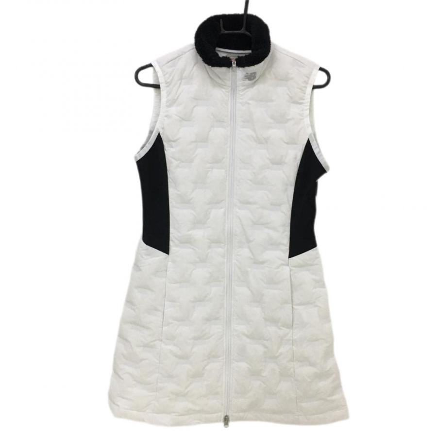 新品】ニューバランスゴルフ ダウンワンピース 白×黒 ロゴ総柄 ベスト