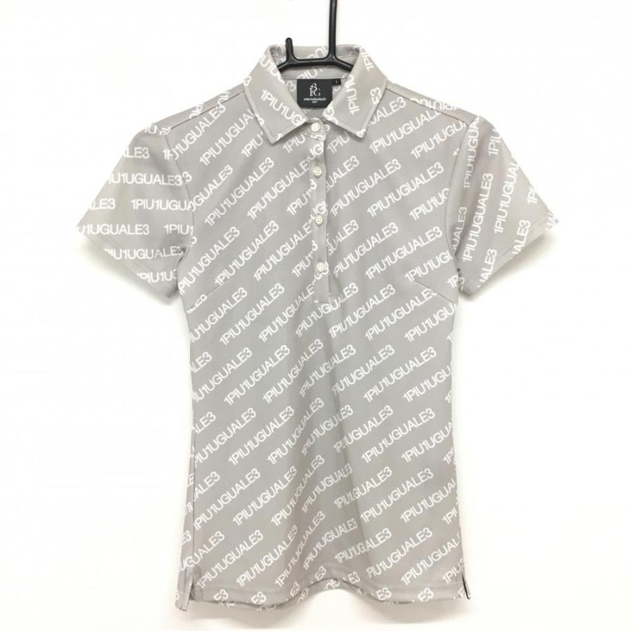 ウノピュウノウグァーレトレ 半袖ポロシャツ ライトグレー×白 ロゴ総柄