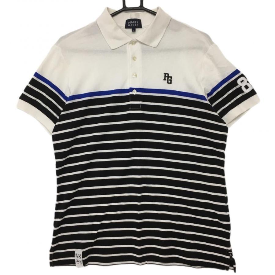 PEARLY GATES（パーリーゲイツ） 半袖ポロシャツ 黒×白 ボーダー