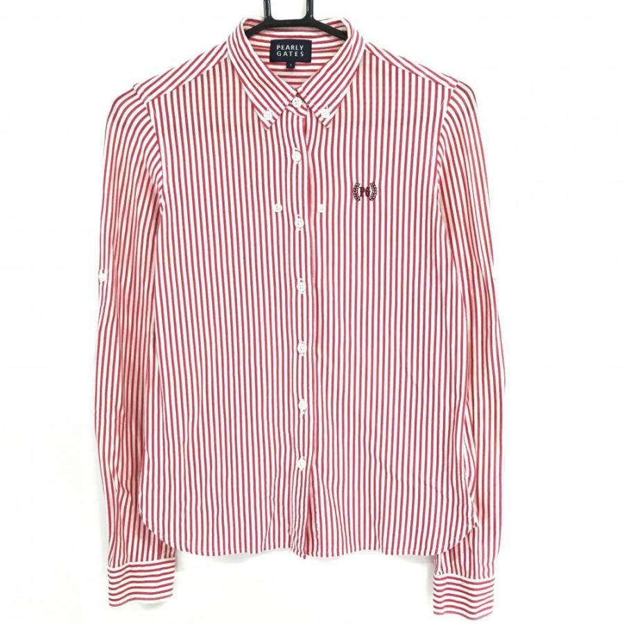 PEARLY GATES（パーリーゲイツ） 長袖シャツ レッド×白 ストライプ