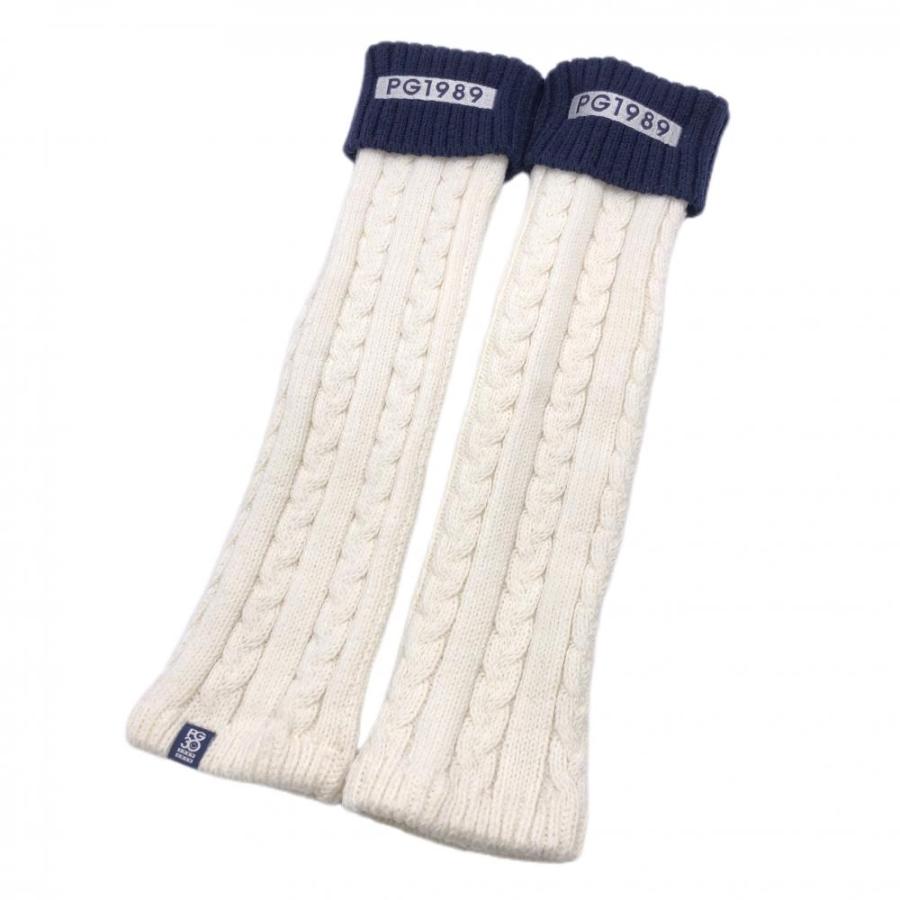 PEARLY GATES（パーリーゲイツ） ニットレッグウォーマー 白×ネイビー