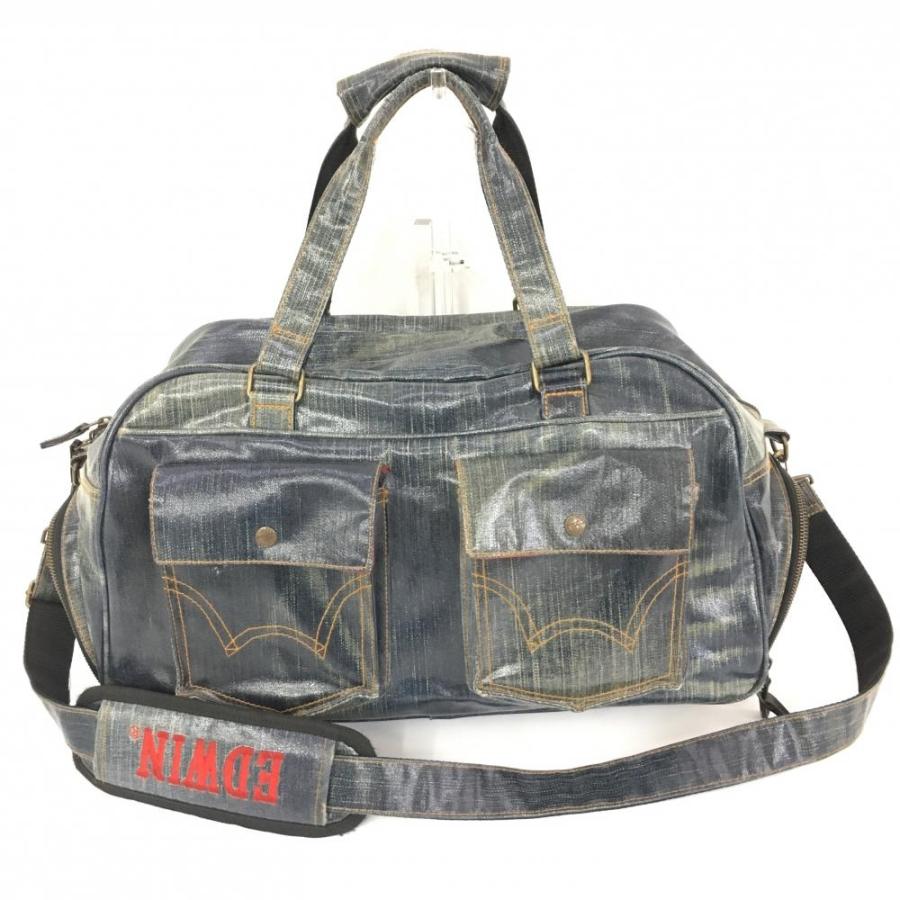 エドウィン 2WAYビッグボストンバッグ ネイビー系 デニム柄プリント