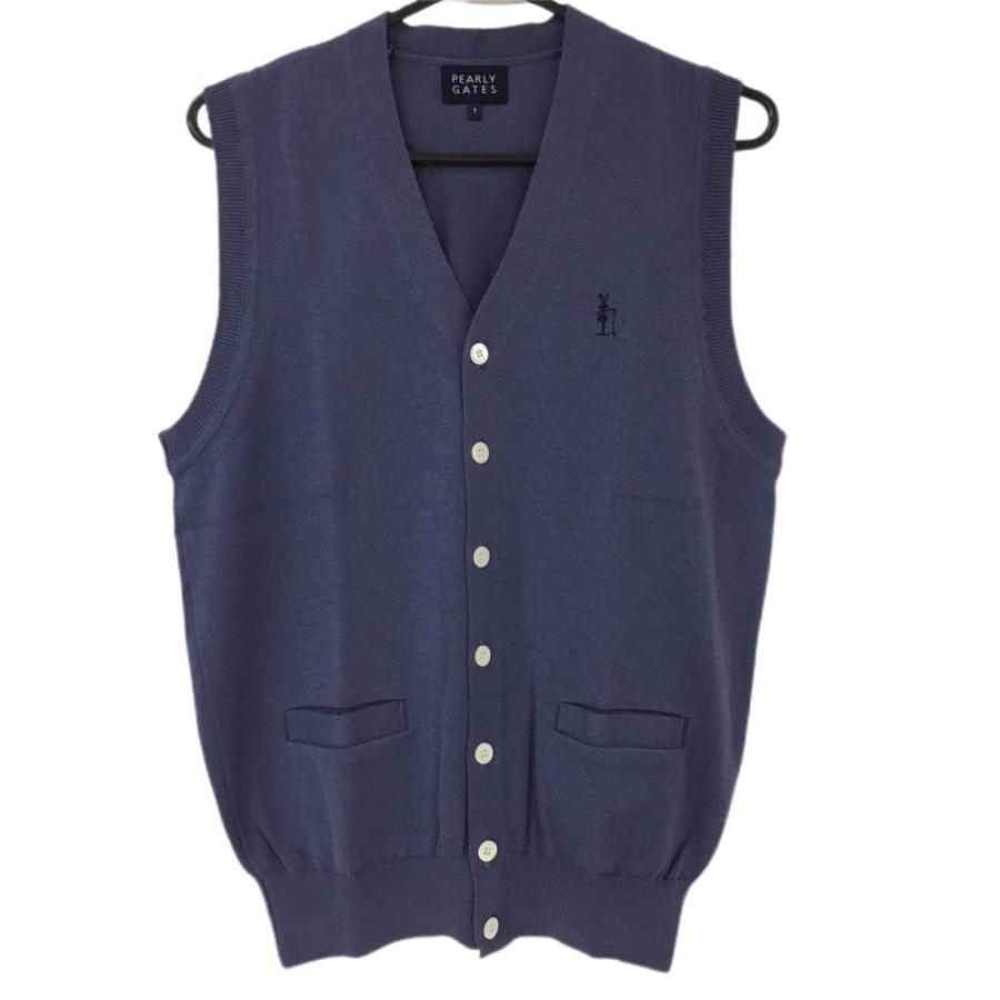 PEARLY GATES（パーリーゲイツ） ニットベスト ブルーグレー 前ボタン