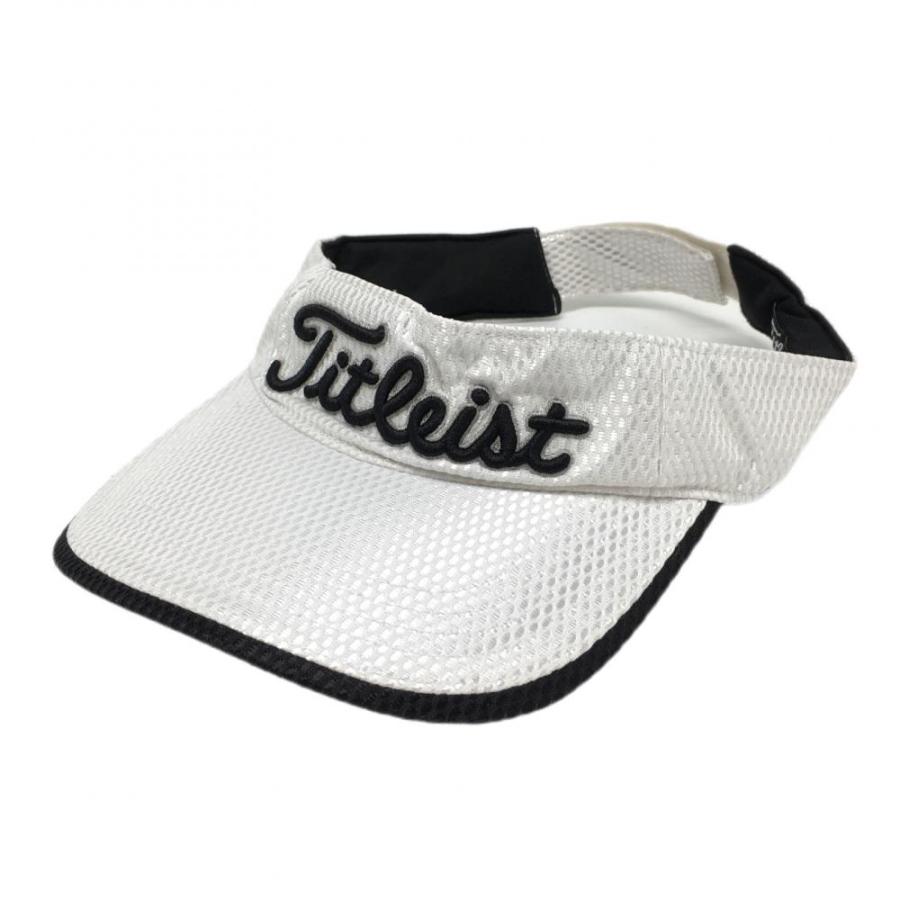 Titleist（タイトリスト） サンバイザー 白×黒 光沢 ロゴ刺しゅう