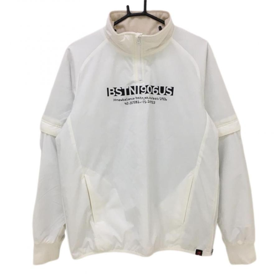 美品】ニューバランス 2WAY中綿スニード 白 ハーフジップ 袖着脱可
