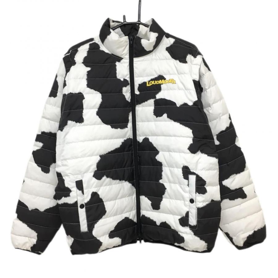 ラウドマウス 2WAYダウンジャケット 白×黒 ホルスタイン柄 袖着脱可