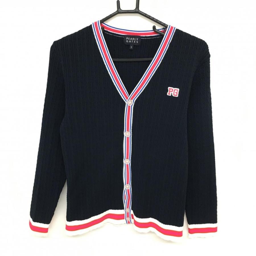PEARLY GATES（パーリーゲイツ） カーディガン ネイビー×白 ケーブル