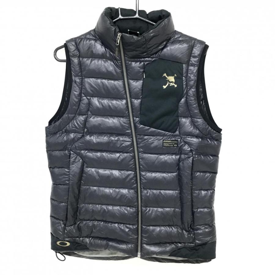オークリー ダウンベスト ダークネイビー×黒 ロゴプリント ドロー