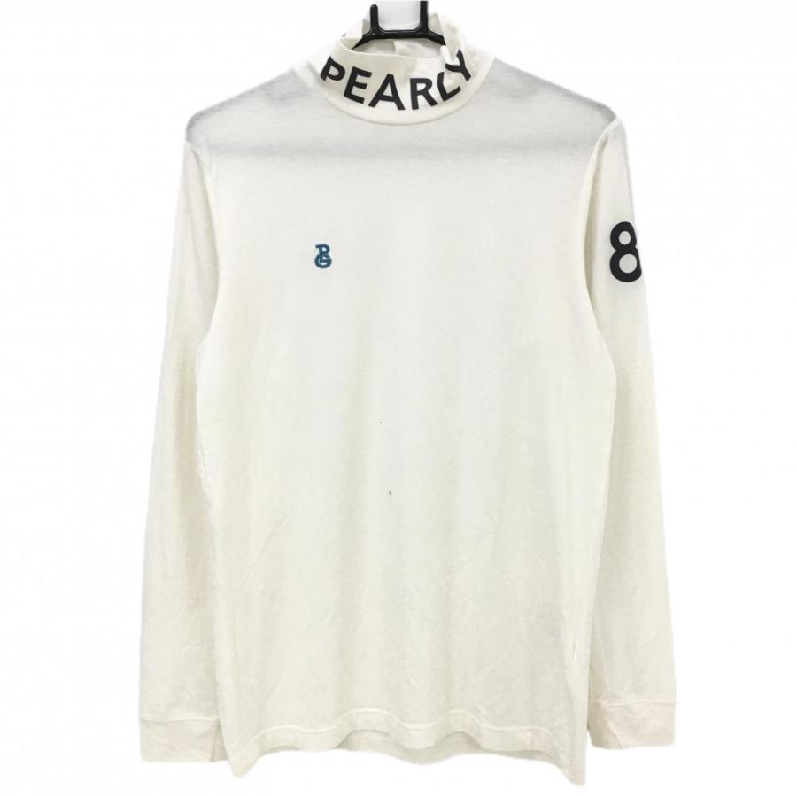 PEARLY GATES（パーリーゲイツ） 長袖ハイネックシャツ 白 ネックロゴ