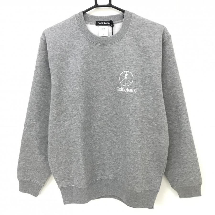 新品】ゴルフィッカーズ トレーナー 杢グレー 後ビッグプリント 裏起毛