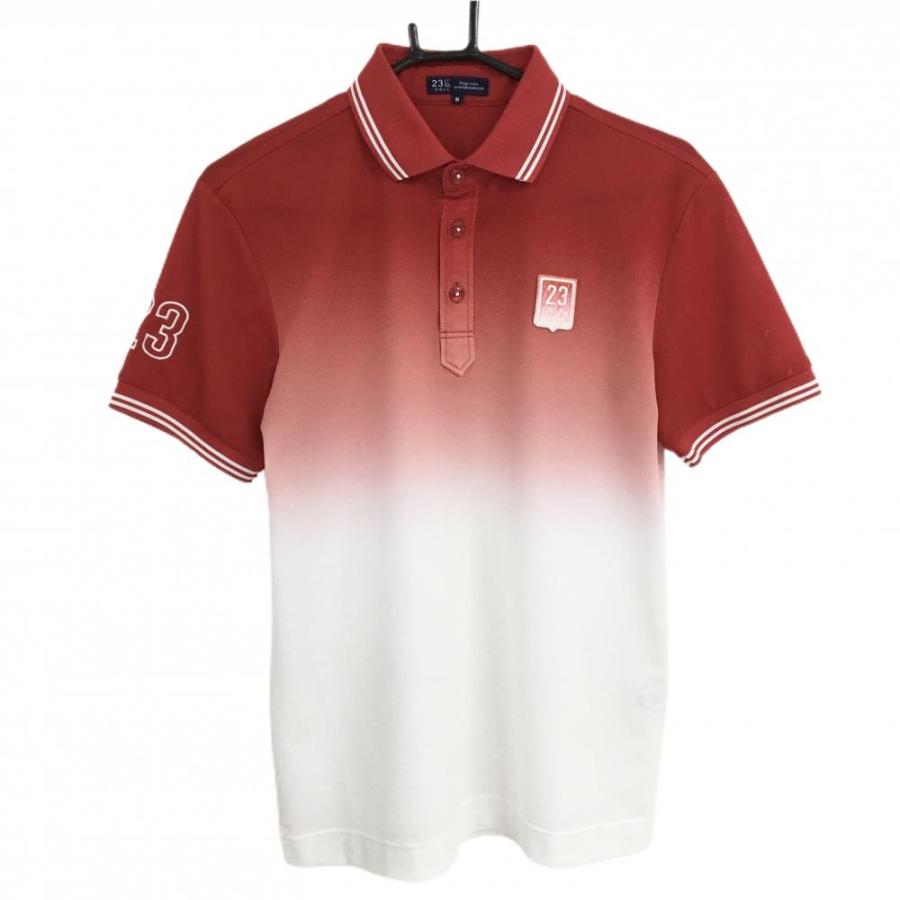 23区GOLF 【美品】23区ゴルフ 半袖ポロシャツ レッド×白