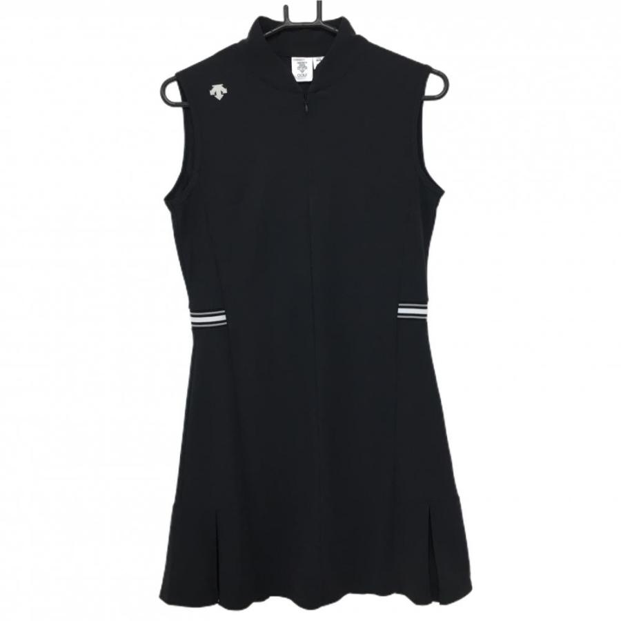 DESCENTE GOLF デサントゴルフ ノースリーブワンピース 黒 肩ロゴ