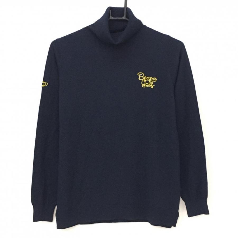 BEAMS GOLF（ビームス ゴルフ） タートルネックセーター ネイビー ロゴ