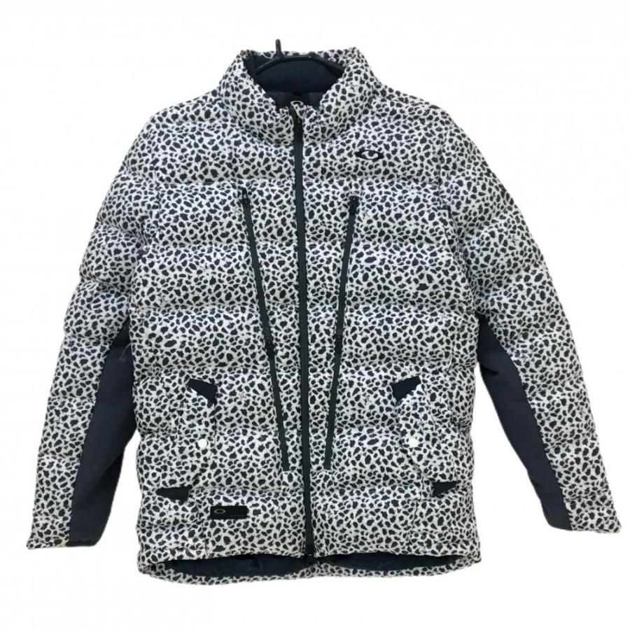 OAKLEY（オークリー） ダウンジャケット 白×グレー 総柄 ジップ