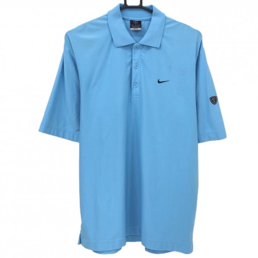 NIKE（ナイキ） ナイキゴルフ 半袖ポロシャツ ライトブルー×黒 胸ロゴ