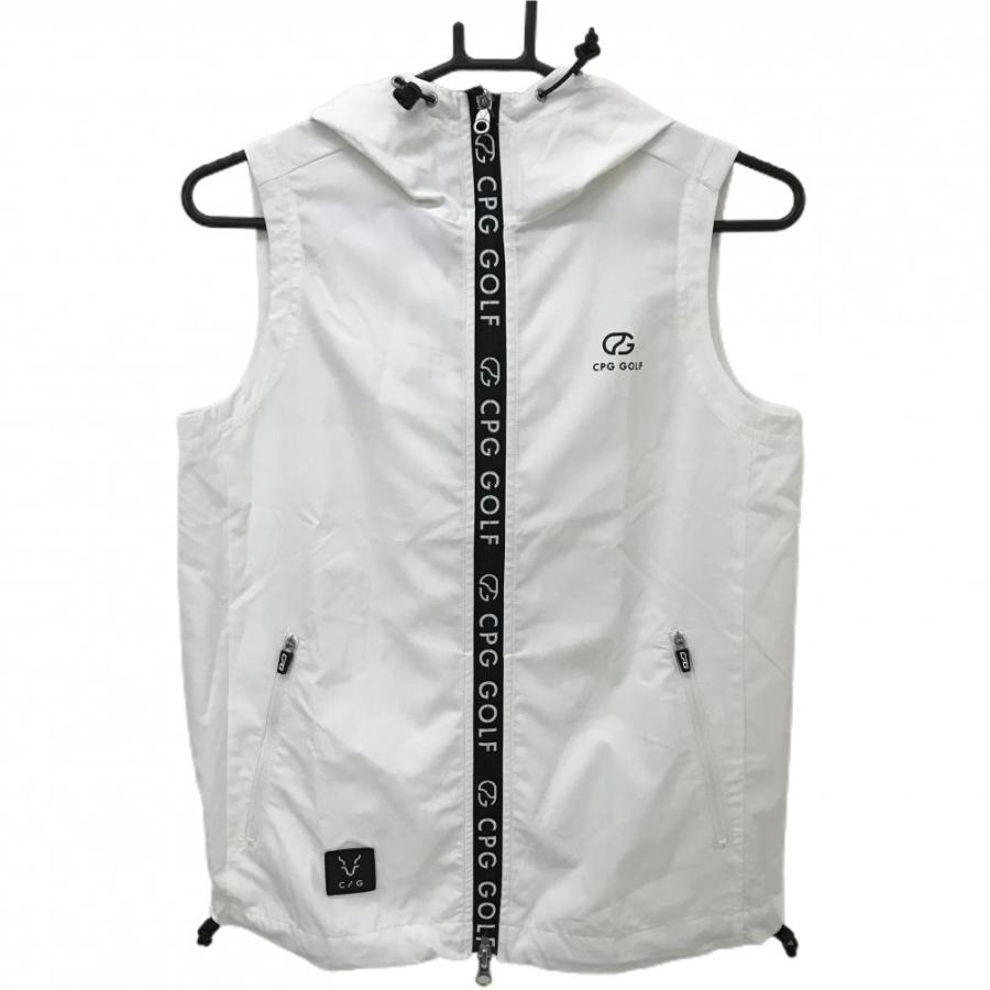 CPG GOLF 【新品】CPG フード付きアウターベスト 白×黒 ファスナー部