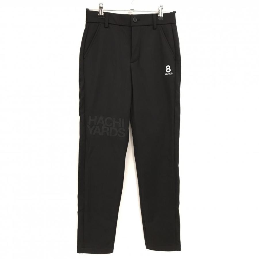 超美品】ハチヤーズ パンツ 黒 太ももロゴワッペン 裏起毛 ストレッチ