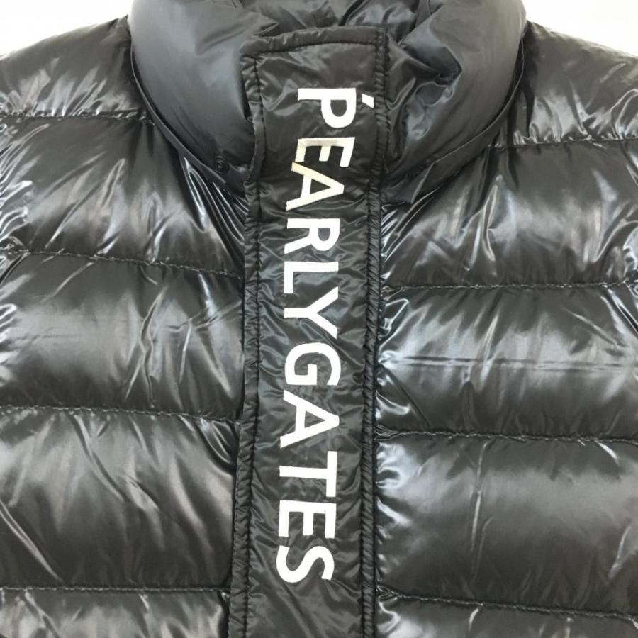 美品】パーリーゲイツ 2WAYナイロンダウンジャケット 黒×白 ビッグロゴ