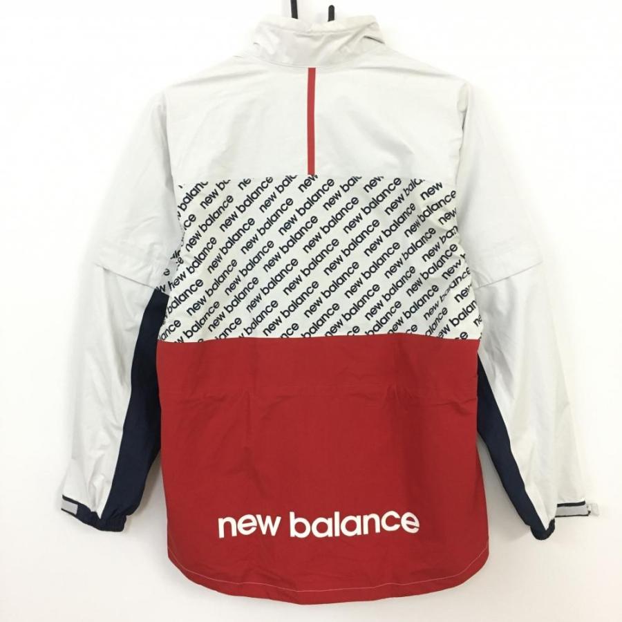ニューバランス 2WAYナイロンジャケット 白×ネイビー 一部ロゴ総柄 袖