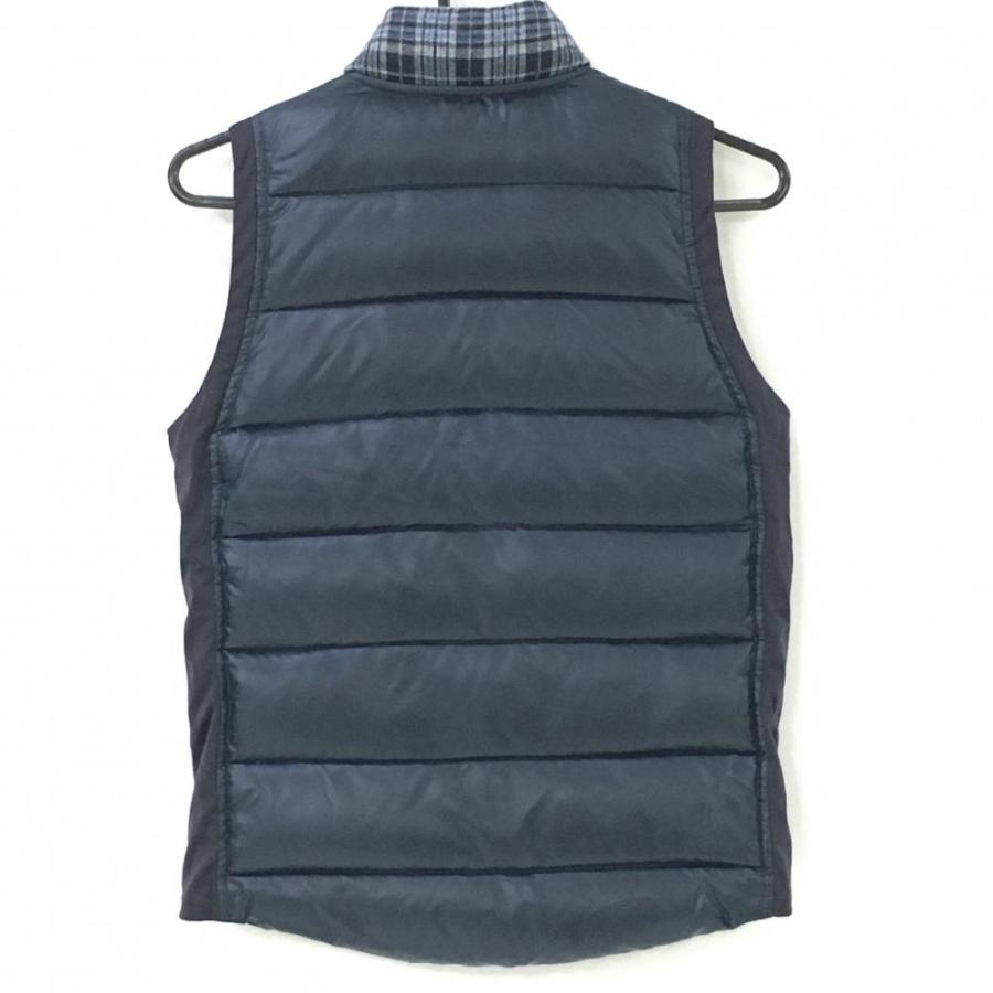 ビームスゴルフ ダウンベスト ネイビー×グレー 前面チェック 異素材