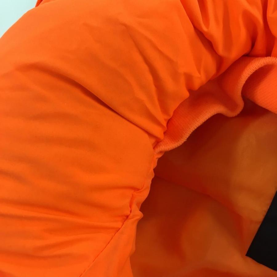 パーリーゲイツ 2WAYダウンベスト 蛍光オレンジ ロゴ型押し フード着脱