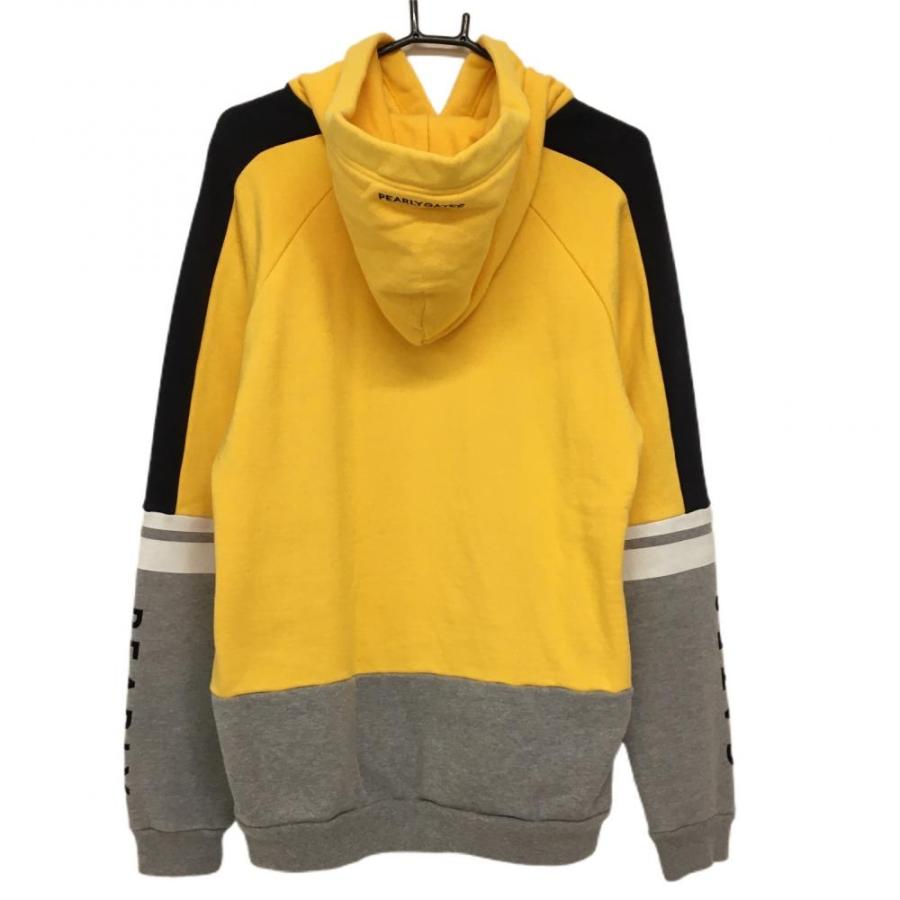 パーリーゲイツ パーカー イエロー×グレー フード紐ロゴ スウェット