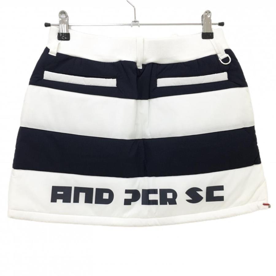 超美品】アンパスィ 中綿スカート 白×ネイビー ボーダー レディース M