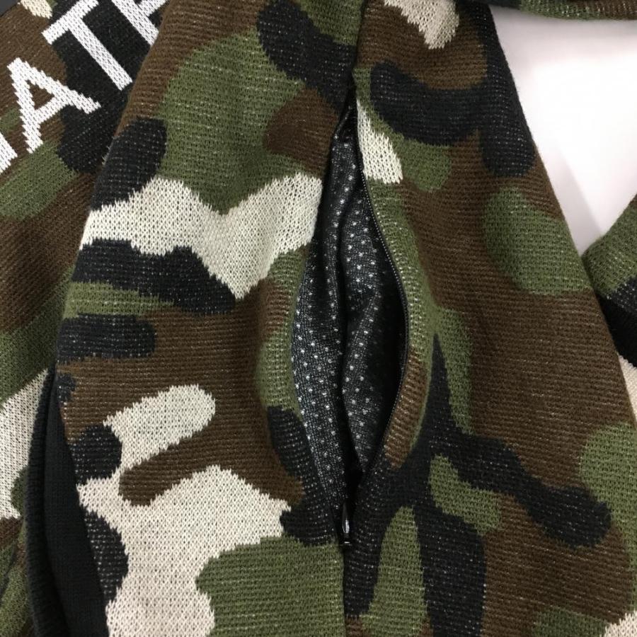 新品】パーリーゲイツ 中綿ニットブルゾン ダークグリーン×黒 迷彩
