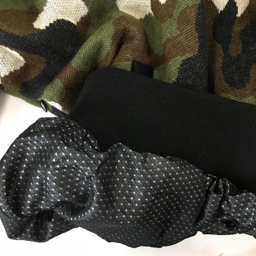 新品】パーリーゲイツ 中綿ニットブルゾン ダークグリーン×黒 迷彩