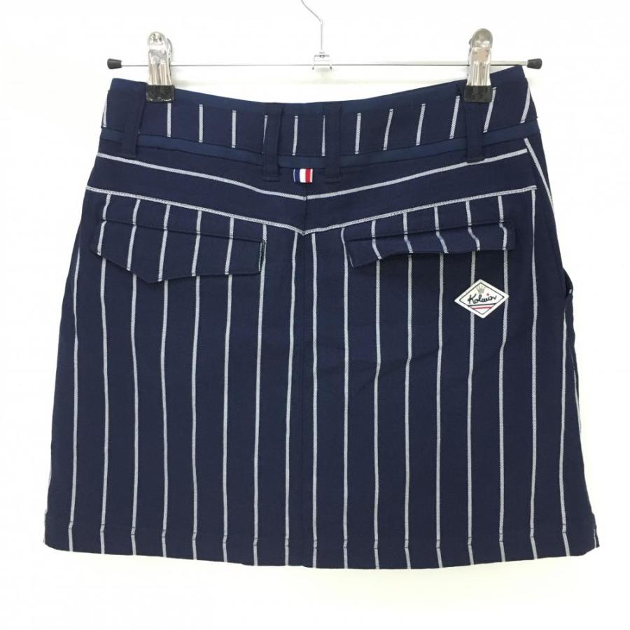 コルウィン スカート ネイビー×白 ストライプ ストレッチ 内側インナー