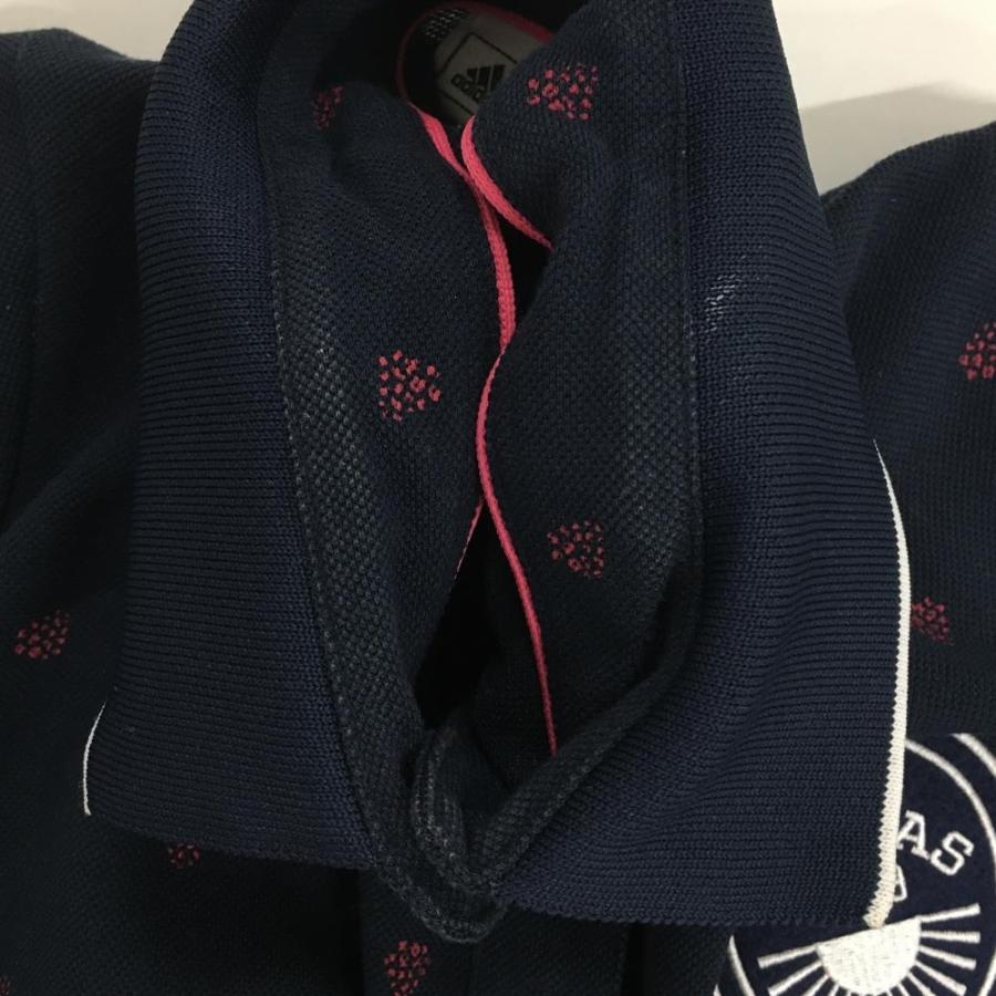 adidas（アディダス） ワンピース ネイビー×レッド 総柄 襟ライン